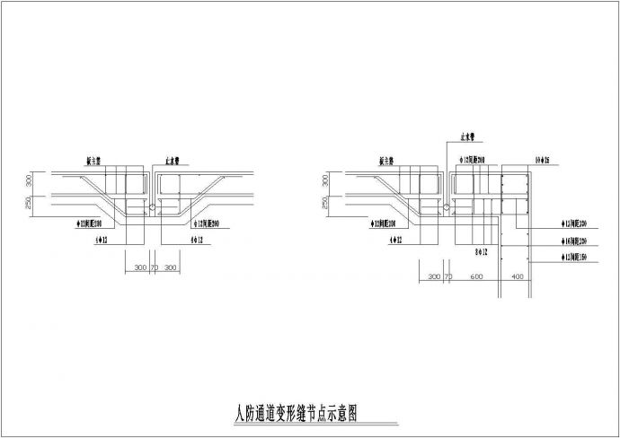 某工程建筑人防通道变形缝节点设计CAD参考图_图1
