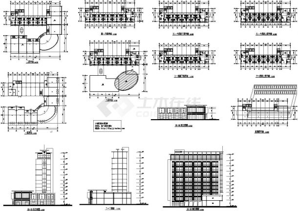 跃式11层商业单身公寓楼建筑方案设计图（CAD，13张图纸）-图一
