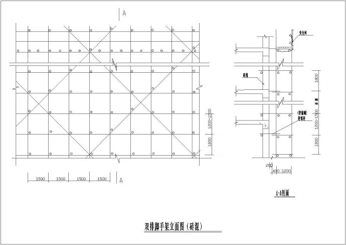 某工程双排脚手架立面设计CAD参考图_图1