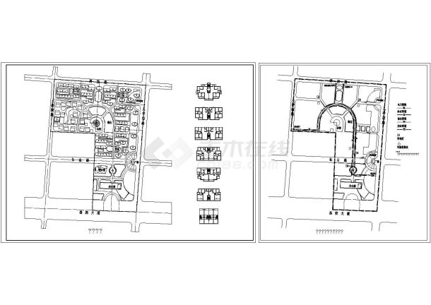 小区规划总平1张 含6种一梯二户建筑平面框架图、公用设施及管线综合图-图一