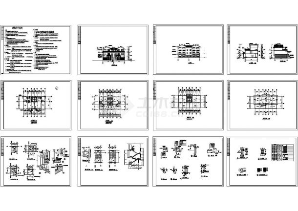 一套简单的别墅建筑施工全套cad图纸设计-图二