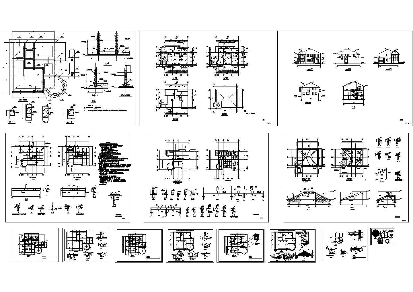 二层欧式别墅全套建筑结构CAD图纸