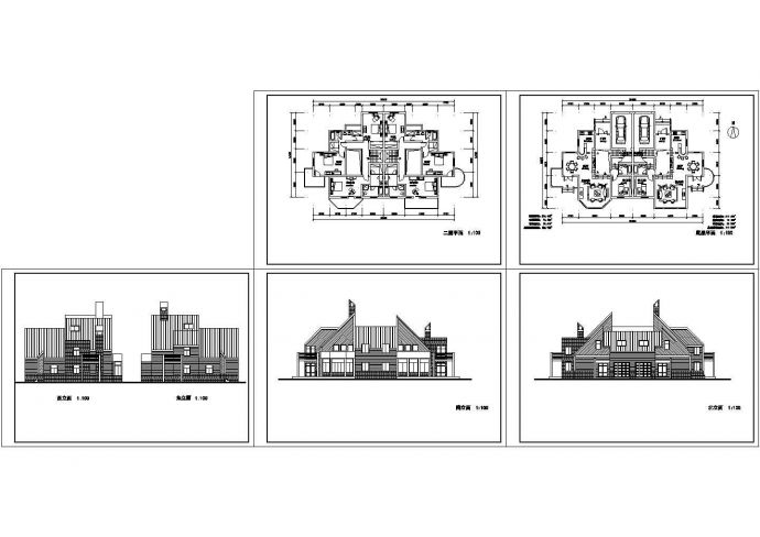 排屋别墅建筑图纸（CAD，6张图纸）_图1
