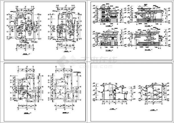 欧式别墅建筑施工图（CAD，4张图纸）-图一