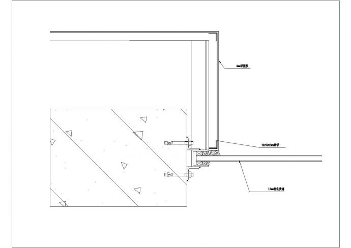 某顶层玻璃CAD详细构造横剖节点图_图1