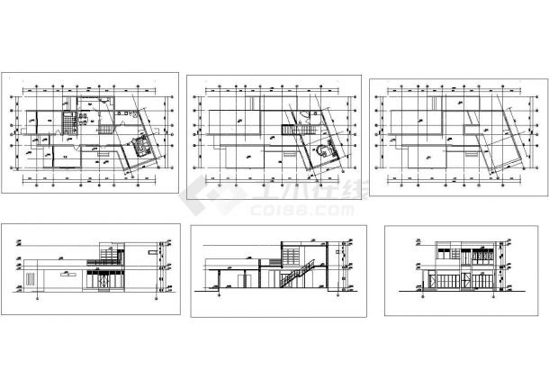某现代风车型别墅（地上二层，框架结构）设计cad建筑施工图纸（含高清效果图）-图一