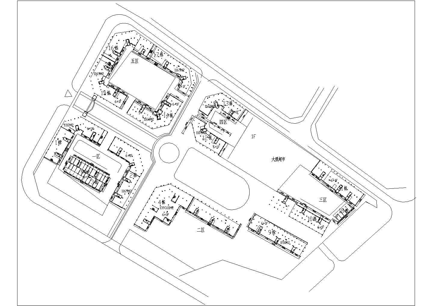 某商业步行街规划设计CAD总平面图（含效果图）