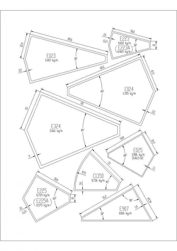 某转角管铝合金型材CAD施工完整节点图纸_图1