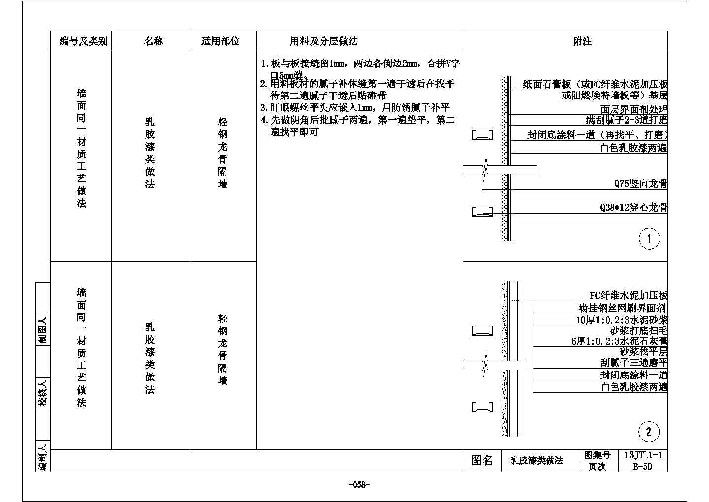 某乳胶漆墙面CAD完整节点构造图纸