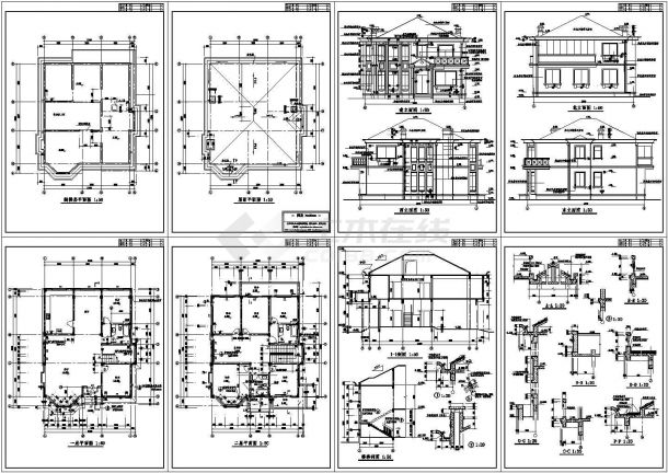 带阁楼2层高档别墅住宅建筑设计CAD施工图-图一