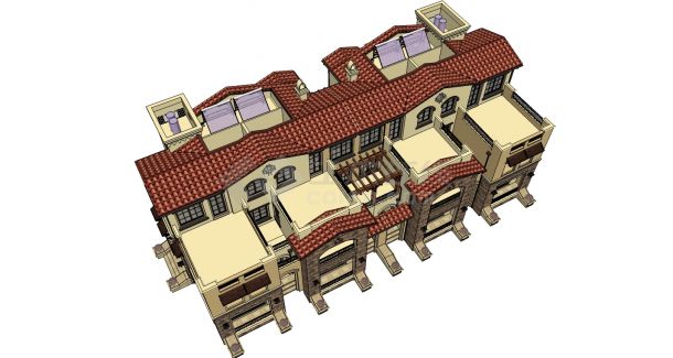 新区内欧式地中海风格大型联排别墅建筑设计项目完整规划图-图二