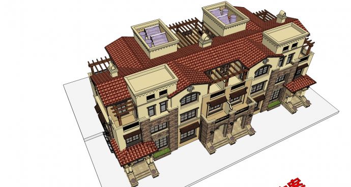 新区内欧式大型联排别墅建筑设计项目完整规划图_图1