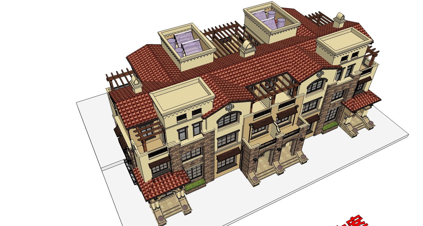 新区内欧式大型联排别墅建筑设计项目完整规划图