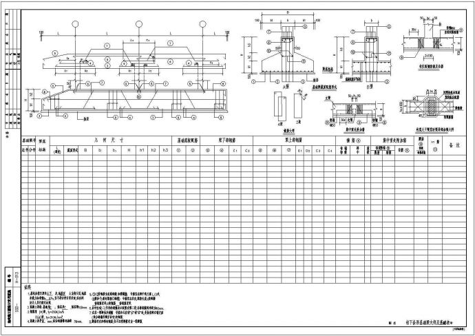 柱下条形基础梁大样及基础表节点构造详图_图1