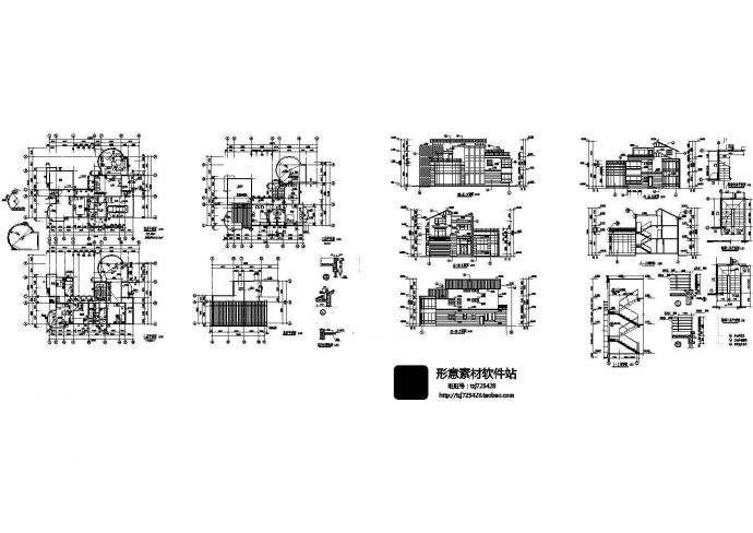 6套欧式别墅住宅建筑设计CAD施工图_图1