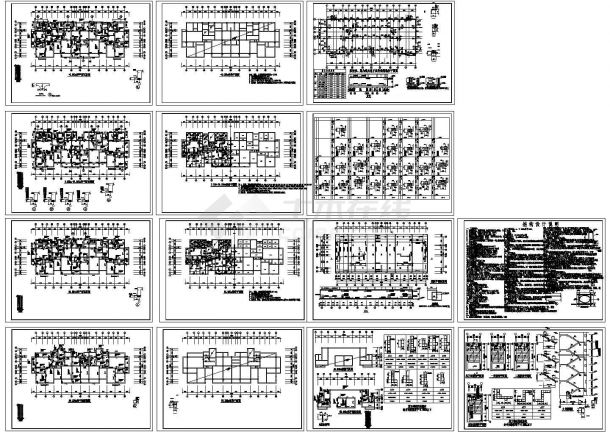 某十二层住宅楼框剪结构设计cad全套施工工程图纸（含设计说明，18图）-图一