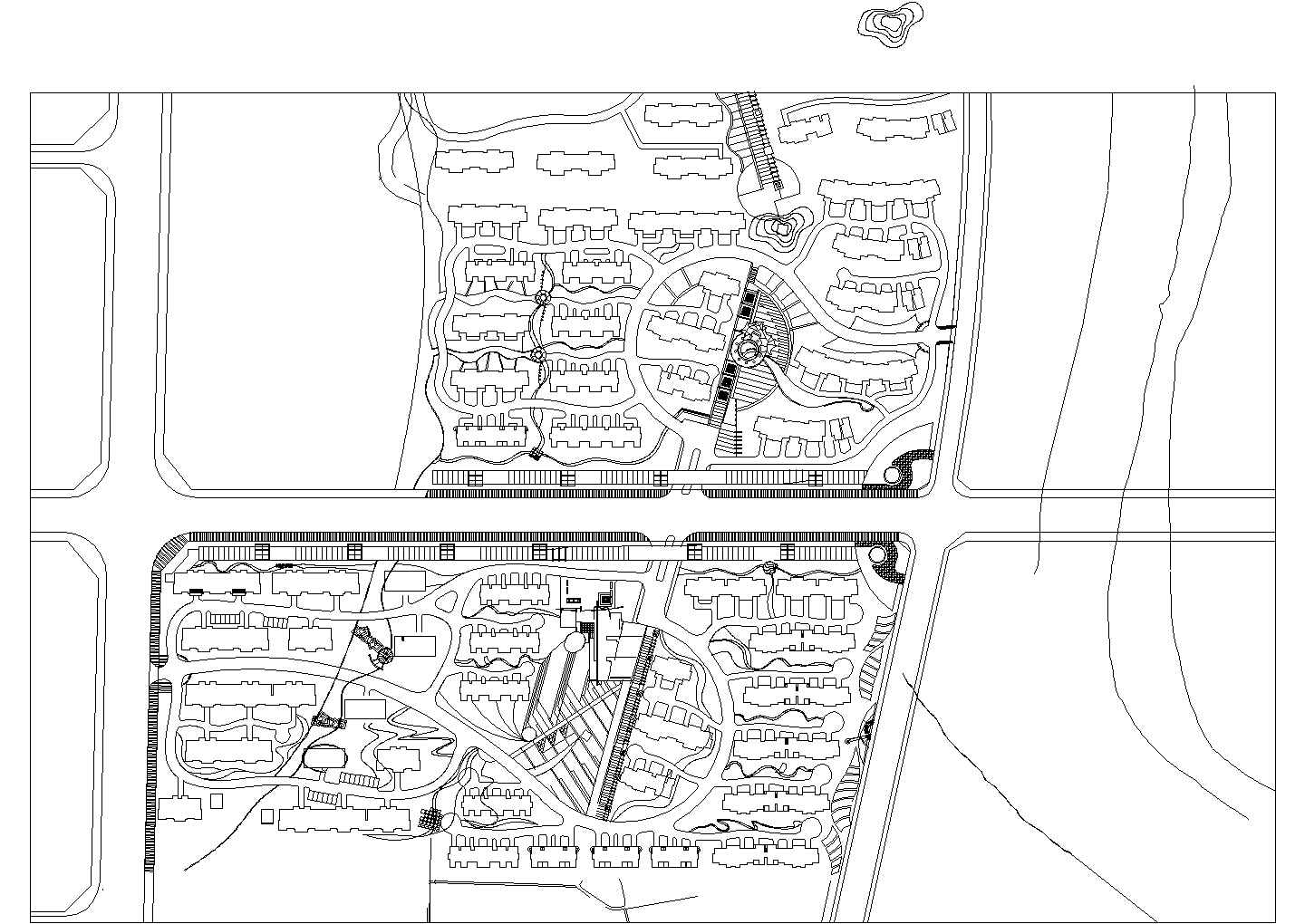 某公路服务区规划设计cad施工总平面图（含公建设计）
