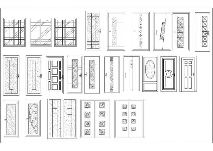 某CAD常用千种图块之木门设计构造完整图纸_图1
