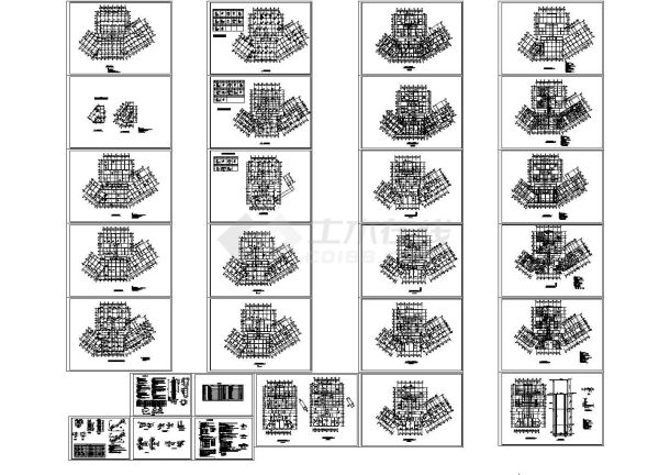 13层薄壁异形柱框架结构商住楼结构施工cad图，共二十八张-图二