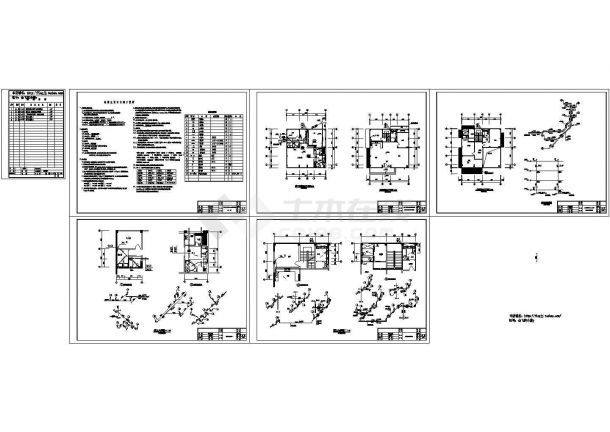 某-1+2层单体公寓别墅给排水施工CAD平面图纸-图一