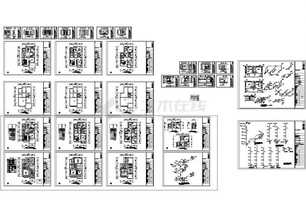 某3层别墅给排水电系统施工详细CAD图纸-图一