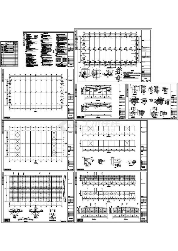 30米跨轻钢结构农贸市场结构施工图cad施工图设计（某甲级院设计）-图一