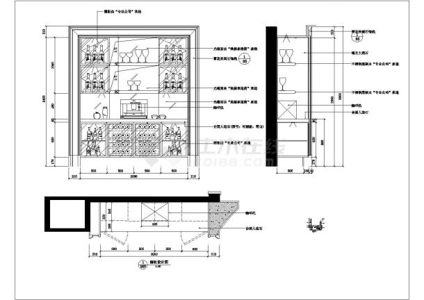 某别墅酒柜设计CAD节点完整全套详图-图一