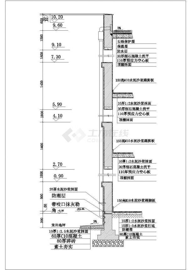 某墙体cad完整节点构造设计大样图