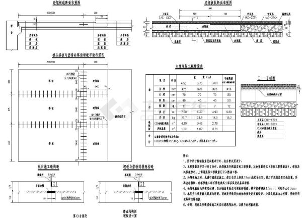 高速公路桥头搭板与沥青砼路面埋板布置详图设计-图二