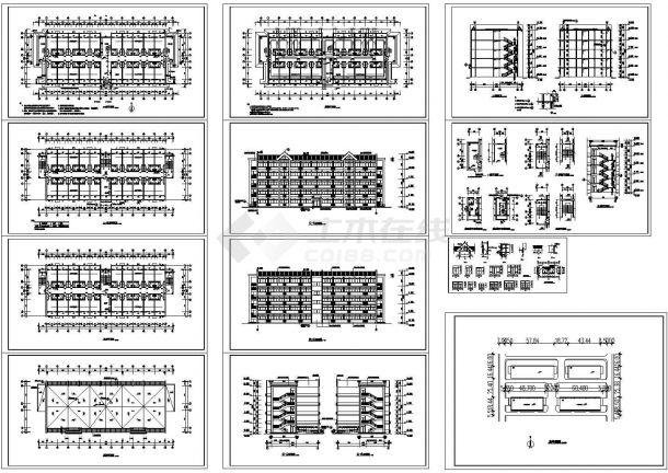 多层宿舍楼建筑设计平、立面CAD图纸-图一