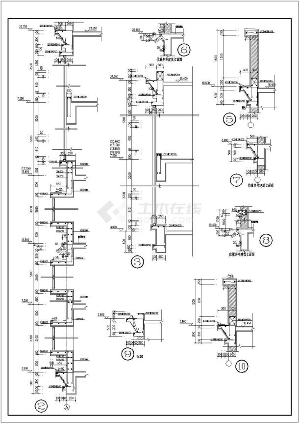 某框架结构墙体节点构造cad施工详图-图一