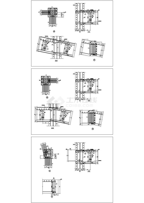 某异形梁柱节点构造CAD施工详图-图一