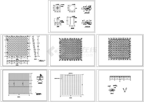 电影院观众厅网架结构设计CAD详图-图一