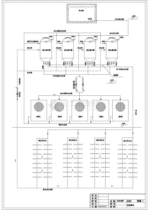 某星级酒店热泵系统cad平面设计图（甲级院设计）-图二