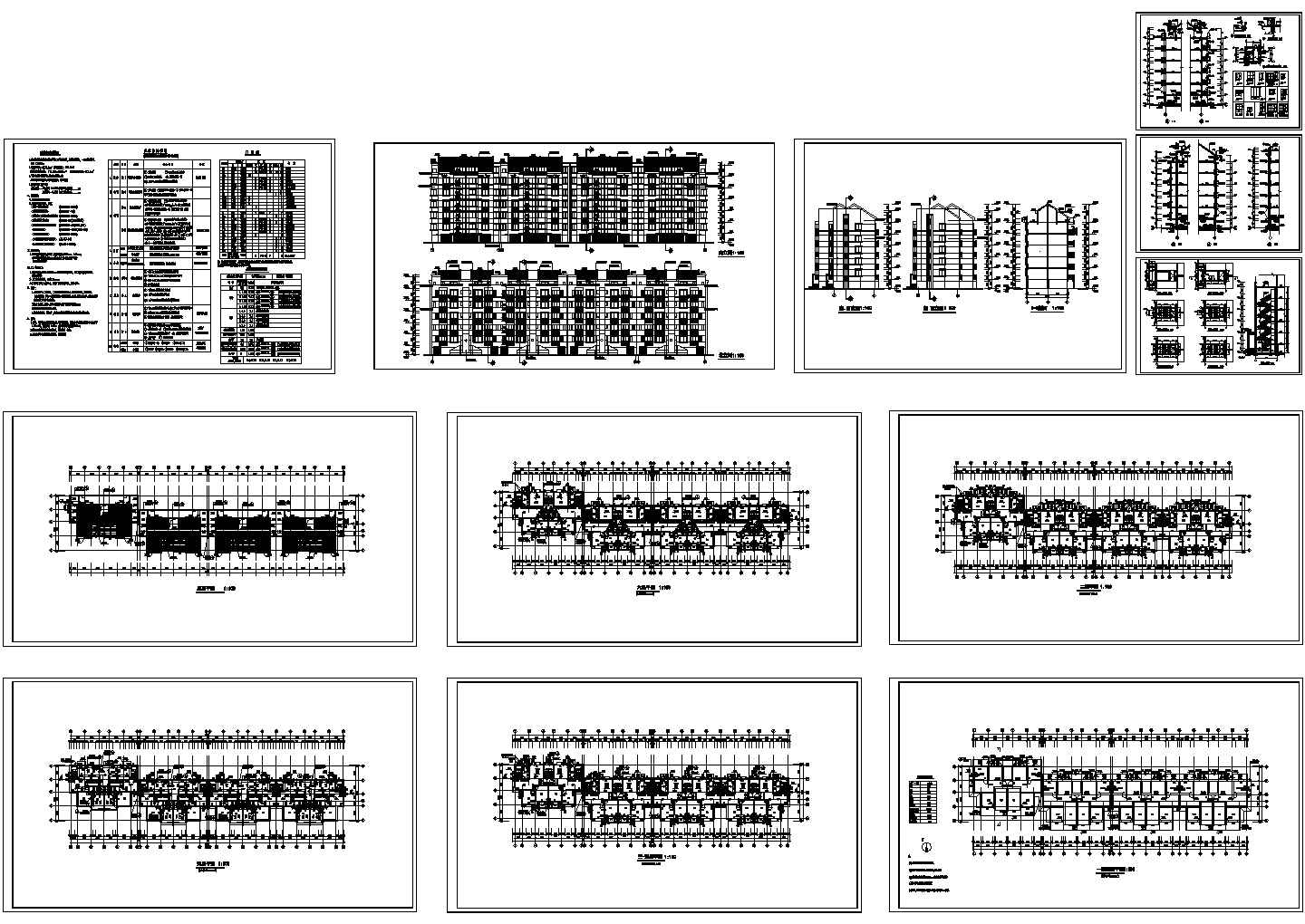 四个单元多层住宅建筑设计cad施工图纸