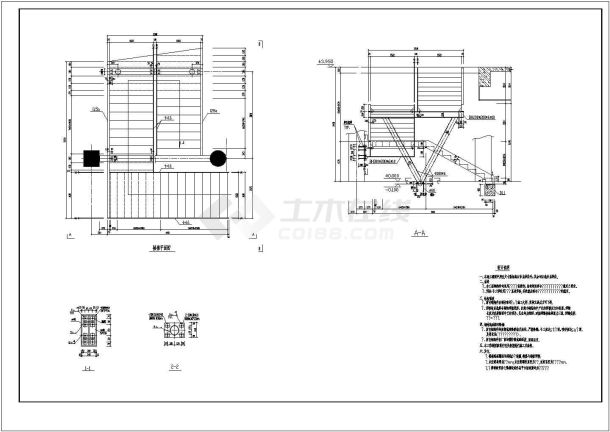 某3折楼梯CAD节点完整施工构造图-图一
