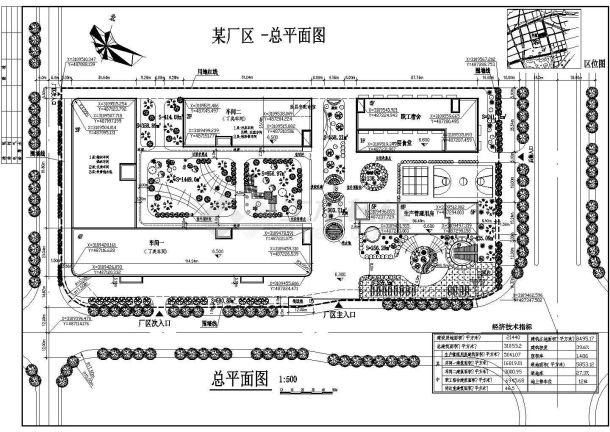 某工厂厂区总平面设计施工图(带绿化)-图一