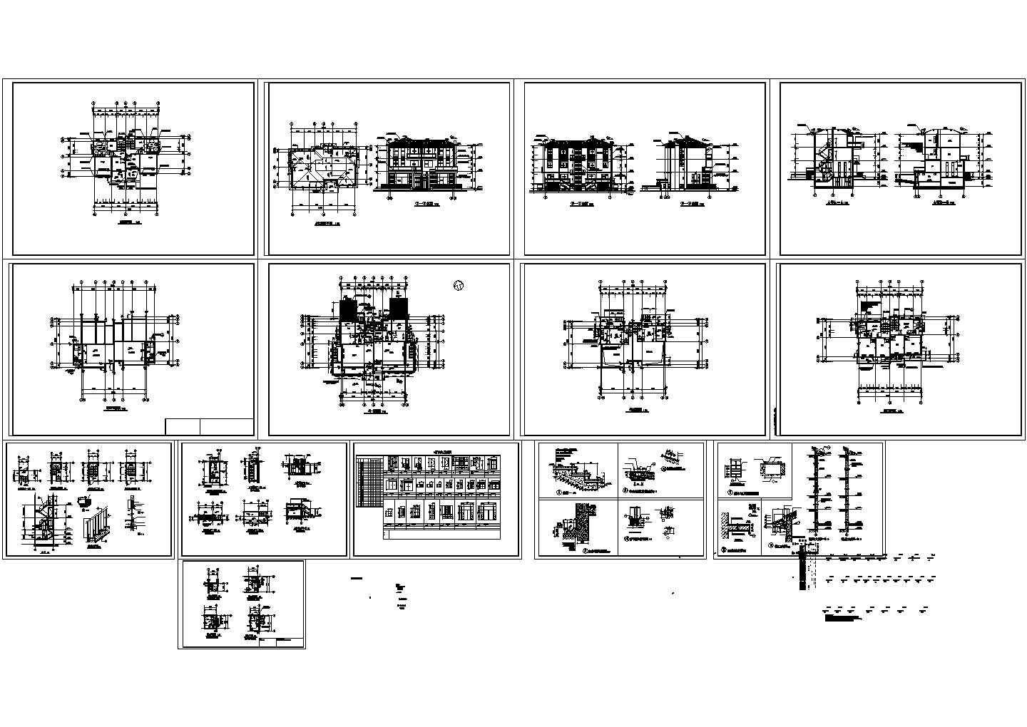 双拼别墅建筑方案施工CAD图