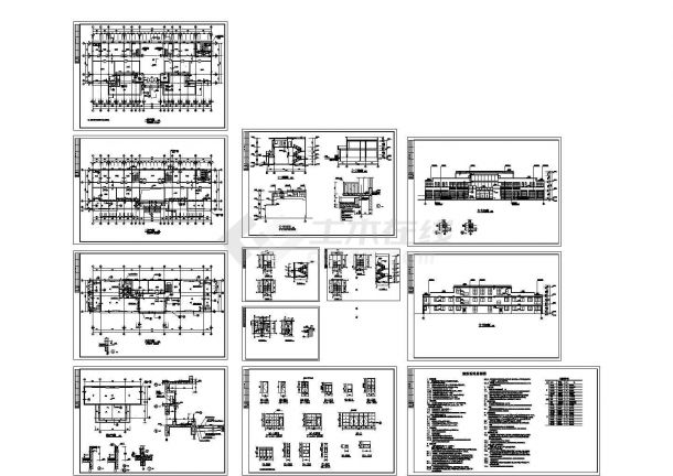 办公楼设计_三层简约办公楼全套建筑施工CAD图-图一