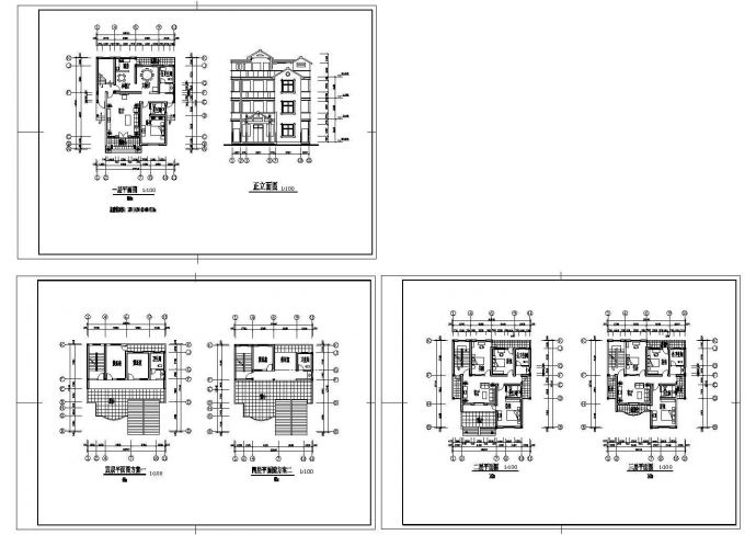 四层别墅方案设计cad图(带效果图，共六张)_图1