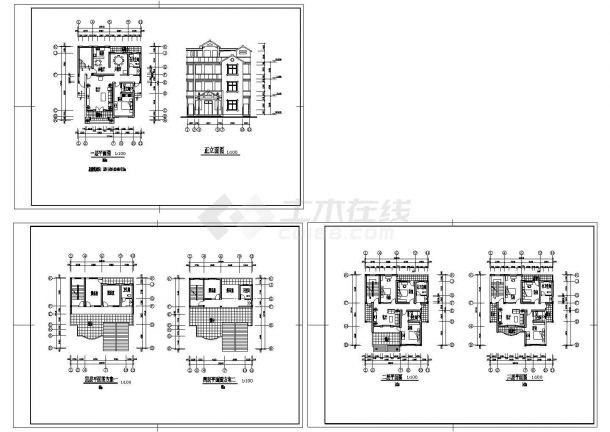 四层别墅方案设计cad图(带效果图，共六张)-图二