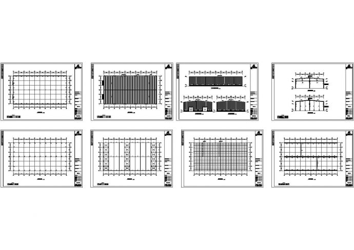 1956平方米钢结构厂房工程设计施工cad图纸，共八张_图1
