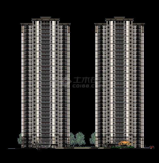 日式新亚洲风格高层建筑设计项目施工图纸-图二