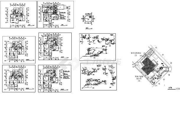 某2层别墅给排水设计平面方案CAD图纸-图一