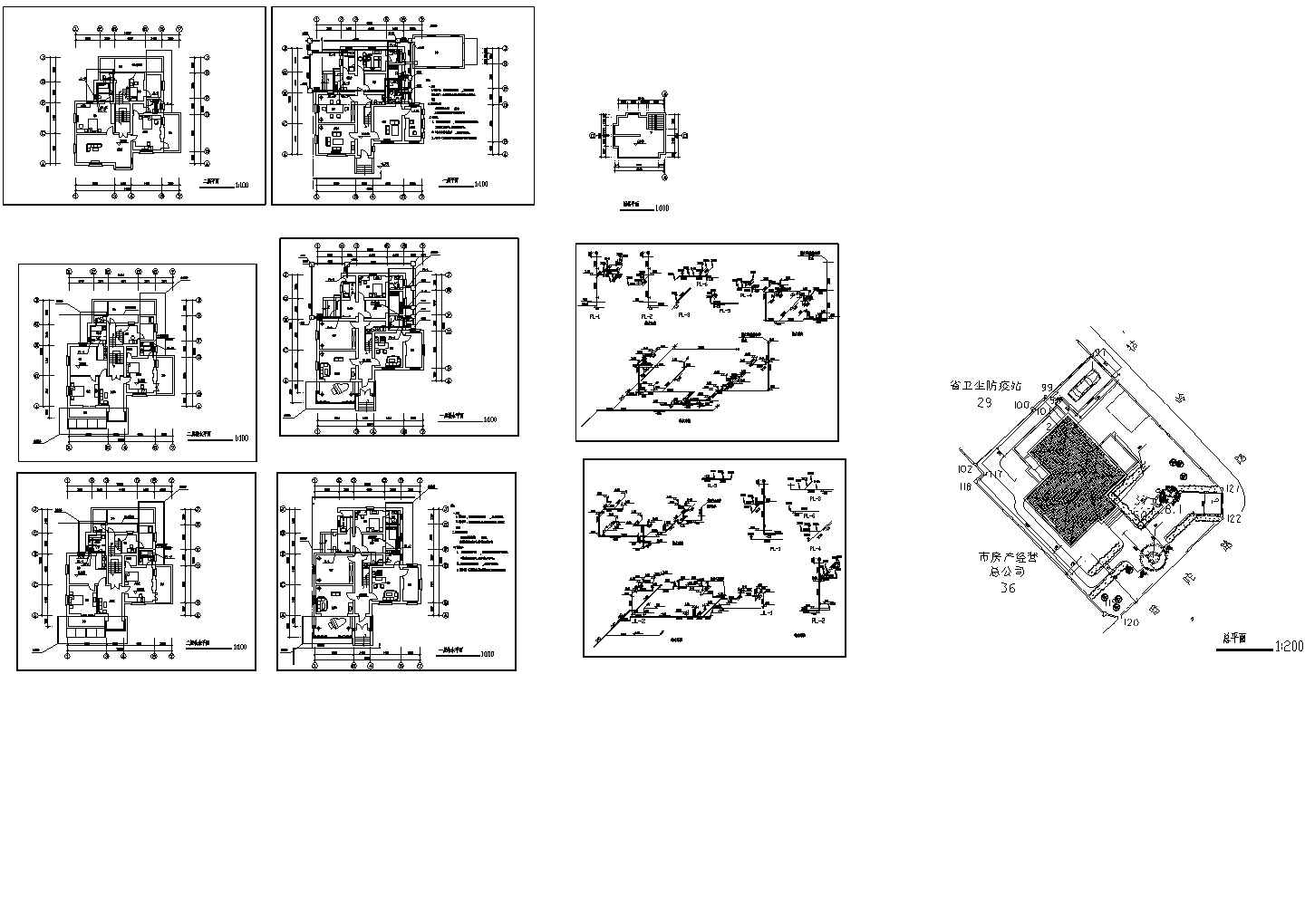 某2层别墅给排水设计平面方案CAD图纸