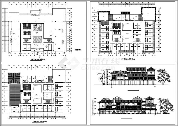 珠海市某沿街14层高档宾馆建筑设计CAD施工图-图二