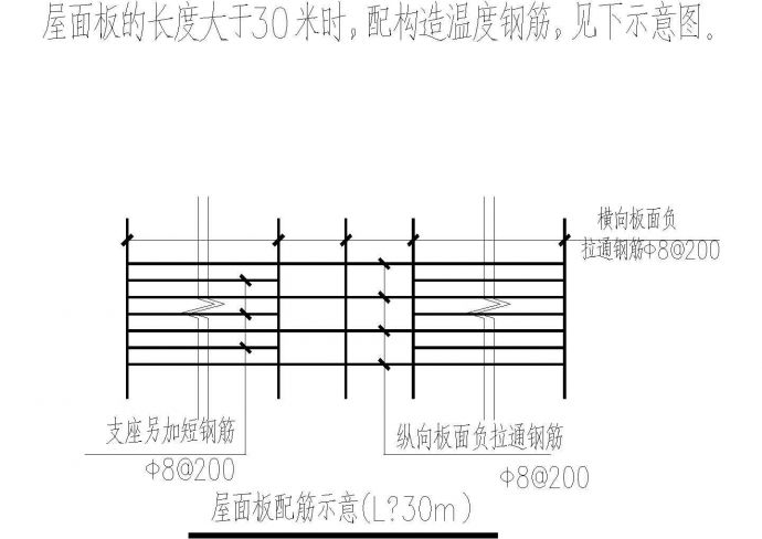 某个屋面板温度钢筋节点CAD平面基础参考图_图1