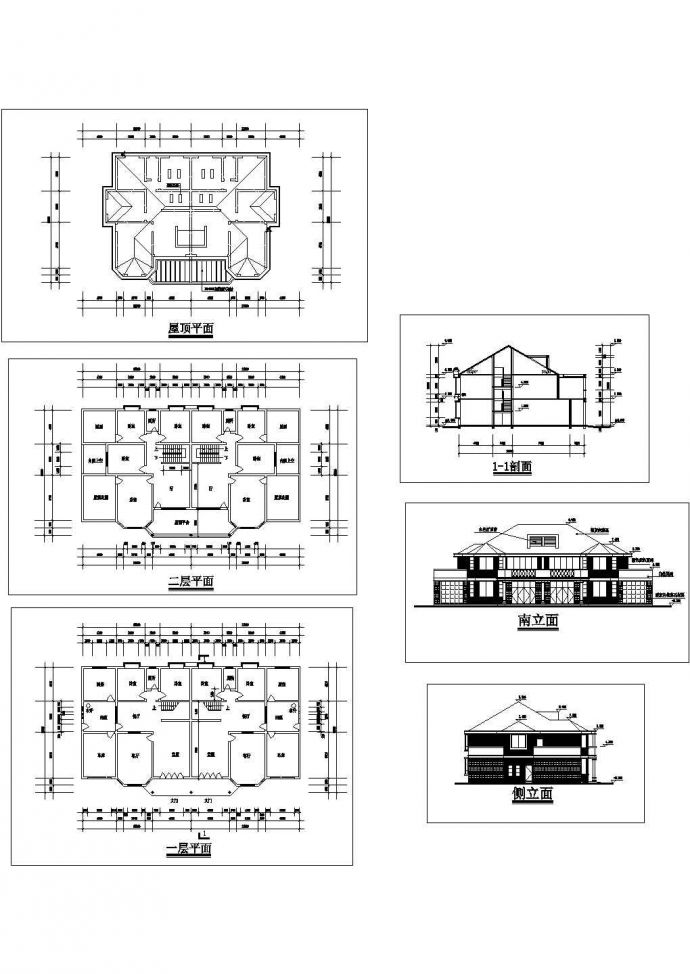某二层两户双联式别墅设计cad全套建筑施工图（含设计说明，含结构设计，含效果图）_图1