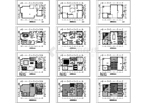 3层豪华别墅装修设计建筑施工cad图纸，共十二张-图一