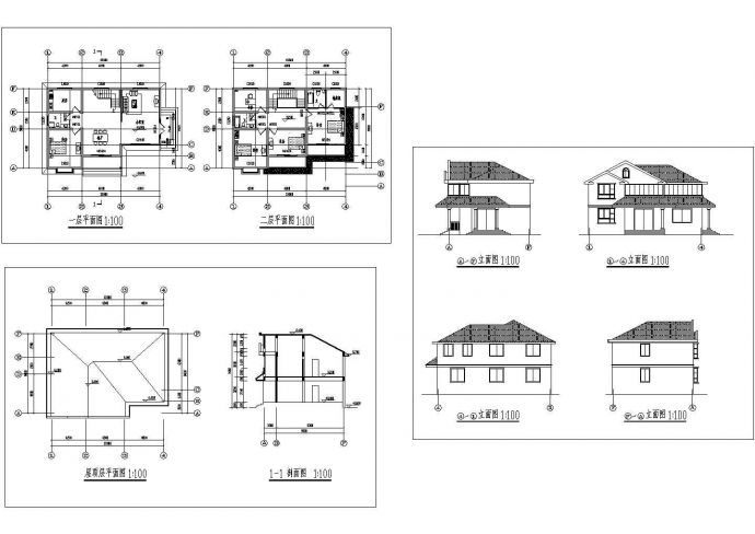 某二层砖混结构乡村别墅设计cad全套建筑方案图（含效果图）_图1